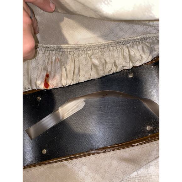 Vintage Lacoste Plaid Canvas Tote Bag Green Blue Brown Trim Retro Preppy - Picture 13 of 15